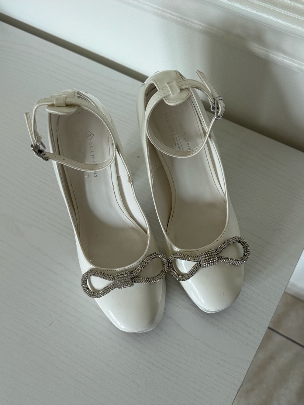Call It Spring Platform Ankle-Strap Pumps with Rhinestone Bow - Picture 5 of 5
